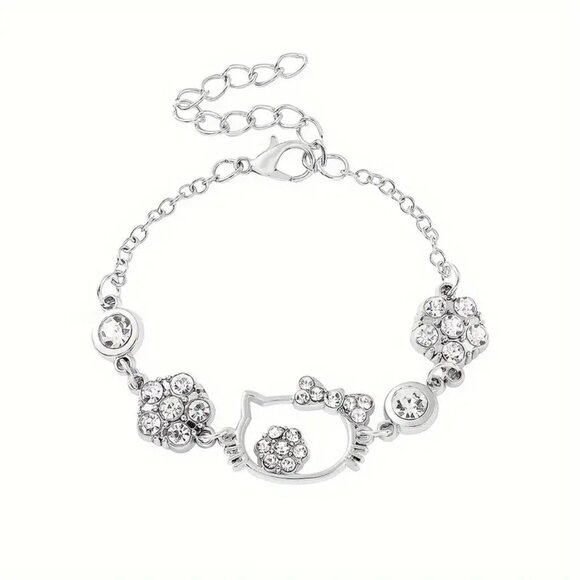 Hello Kitty Silver Bracelet with Crystals - Picture 2 of 7